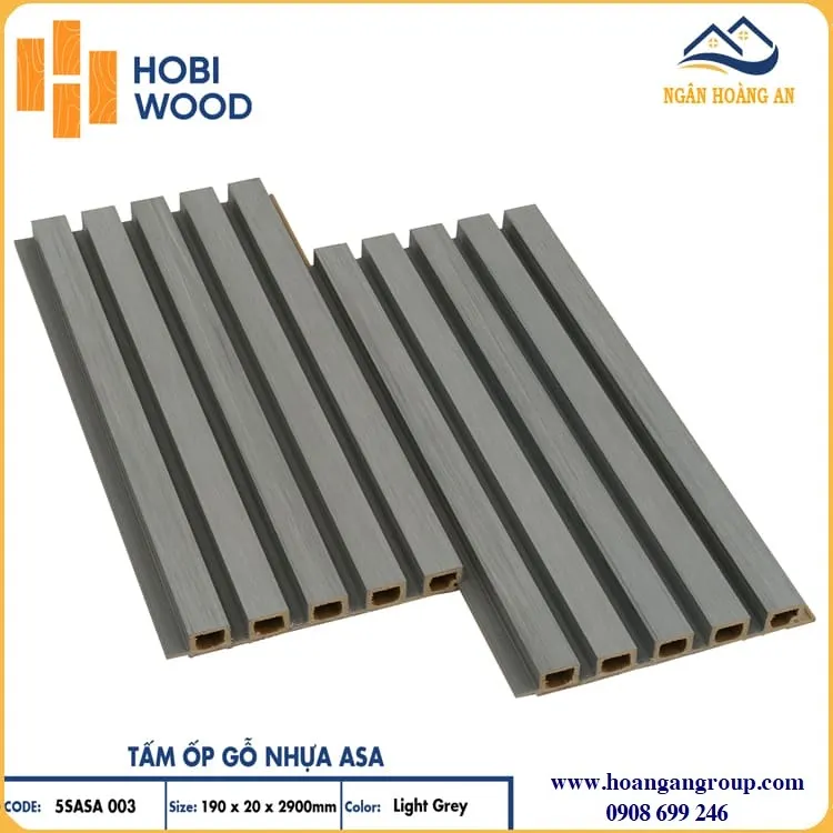 Lam Sóng Ngoài Trời Hobi Wood Phủ ASA Màu Light Grey